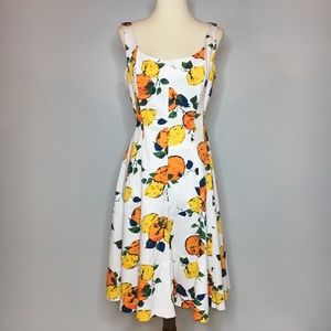 NINE WEST DRESS CITRUS PRINT FIT & FLARE SIZE 8